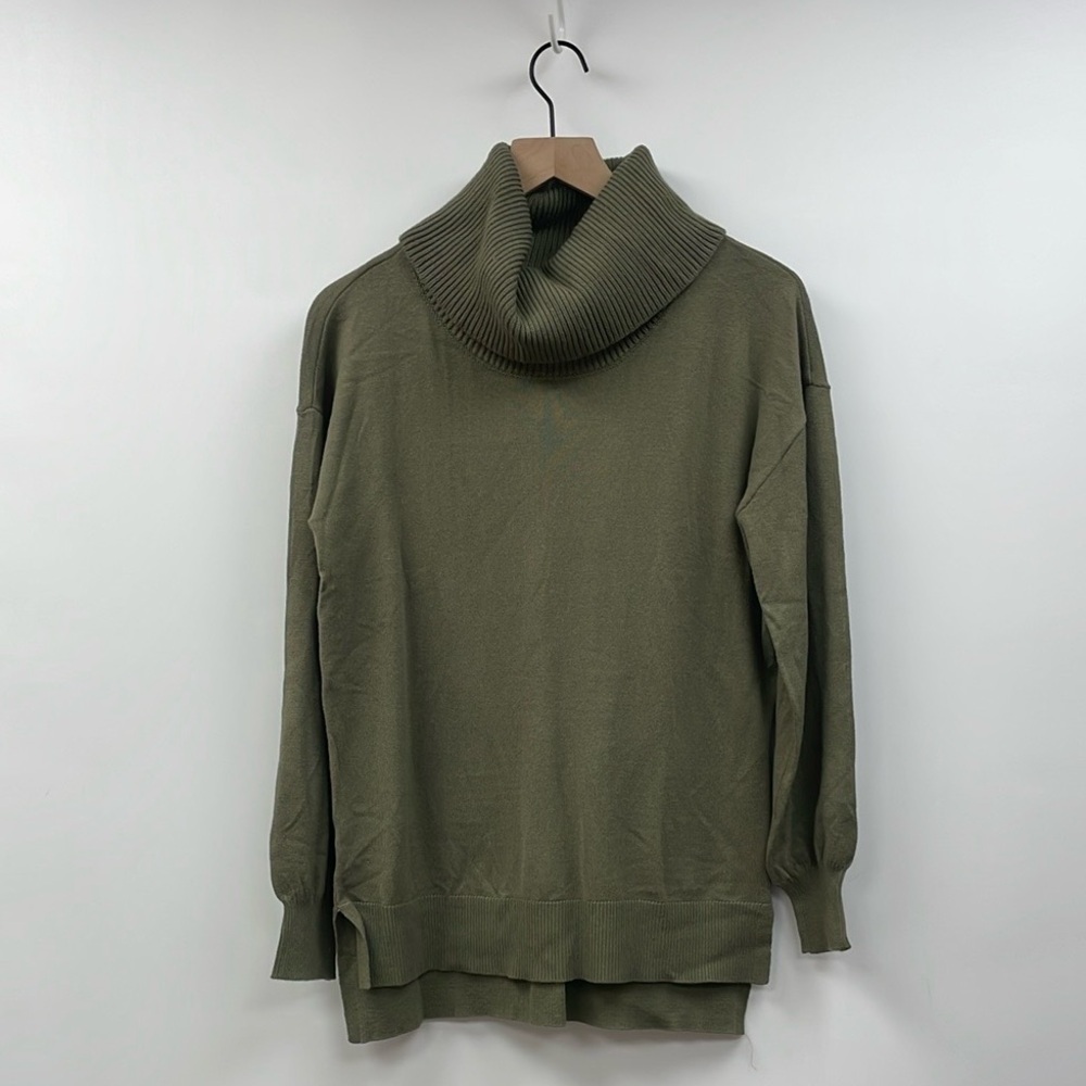Ann Taylor LOFT Cowl Neck Tunic Relaxed Pullover Knit Sweater Green Medium - Picture 3 of 10